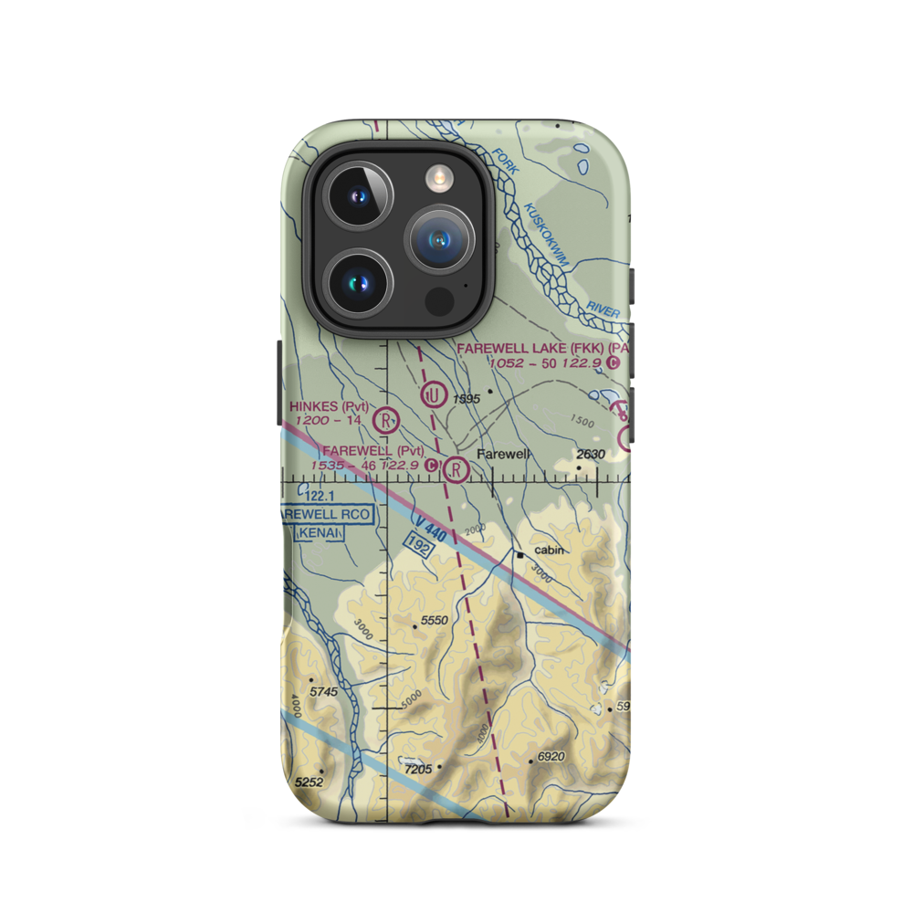 Farewell Airport (0AA4) VFR Sectional  Tough iPhone Case iPhone 16 Pro model shown