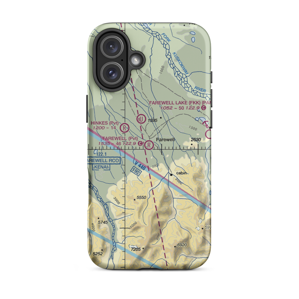 Farewell Airport (FWL) VFR Sectional  Tough iPhone Case iPhone 16 Plus model shown