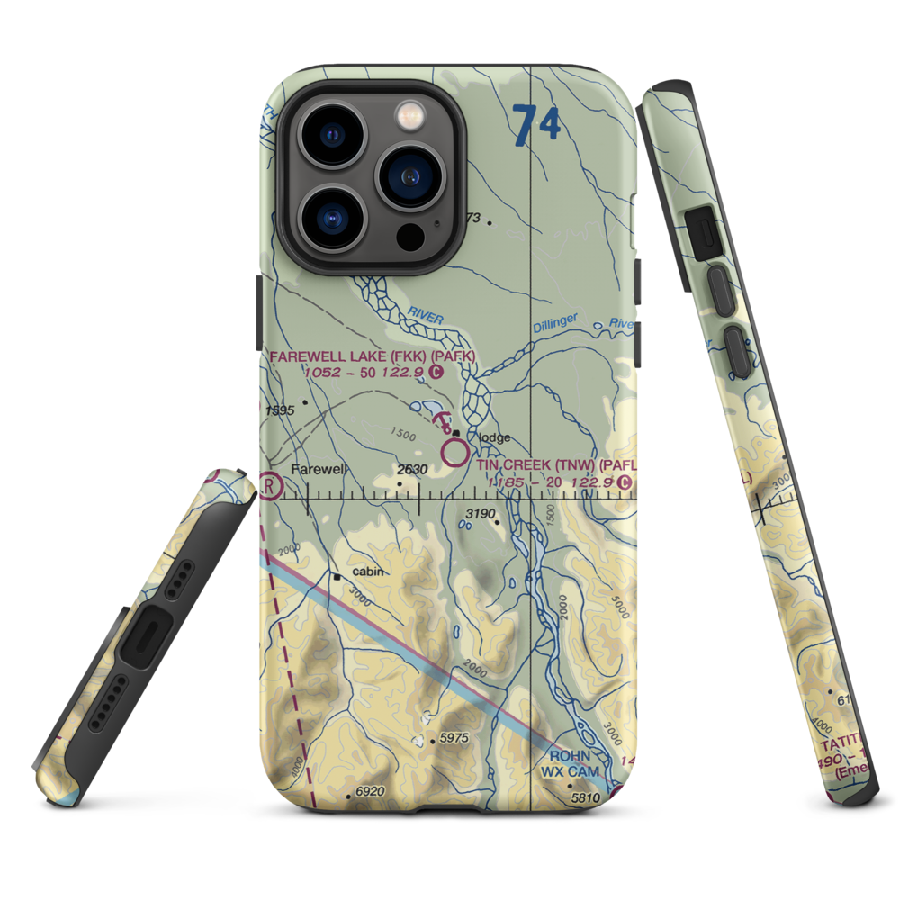 Farewell Lake Seaplane Base (FKK) VFR Sectional  Tough iPhone Case iPhone 13 Pro Max model shown
