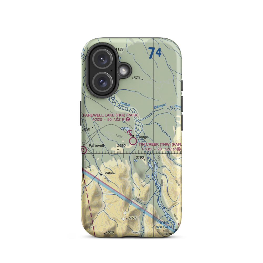 Farewell Lake Seaplane Base (FKK) VFR Sectional  Tough iPhone Case iPhone 16 model shown