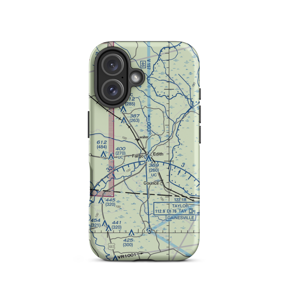 Fargo Airport (GA25) VFR Sectional  Tough iPhone Case iPhone 16 model shown