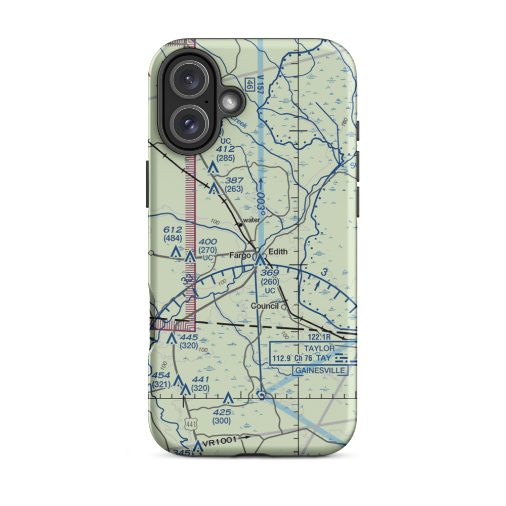 Fargo Airport (GA25) VFR Sectional  Tough iPhone Case iPhone 16 Plus model shown