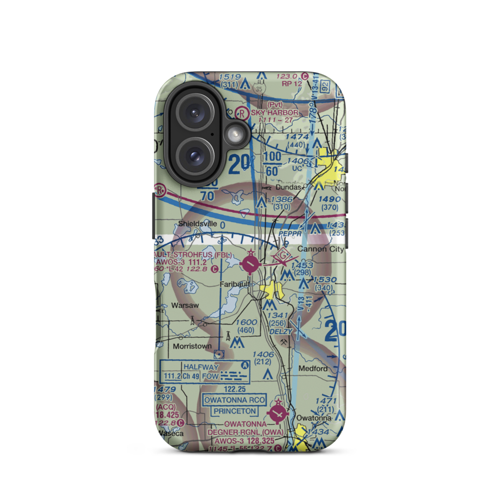 Faribault Municipal Airport-Liz Wall Strohfus Field (FBL) VFR Sectional  Tough iPhone Case iPhone 16 model shown