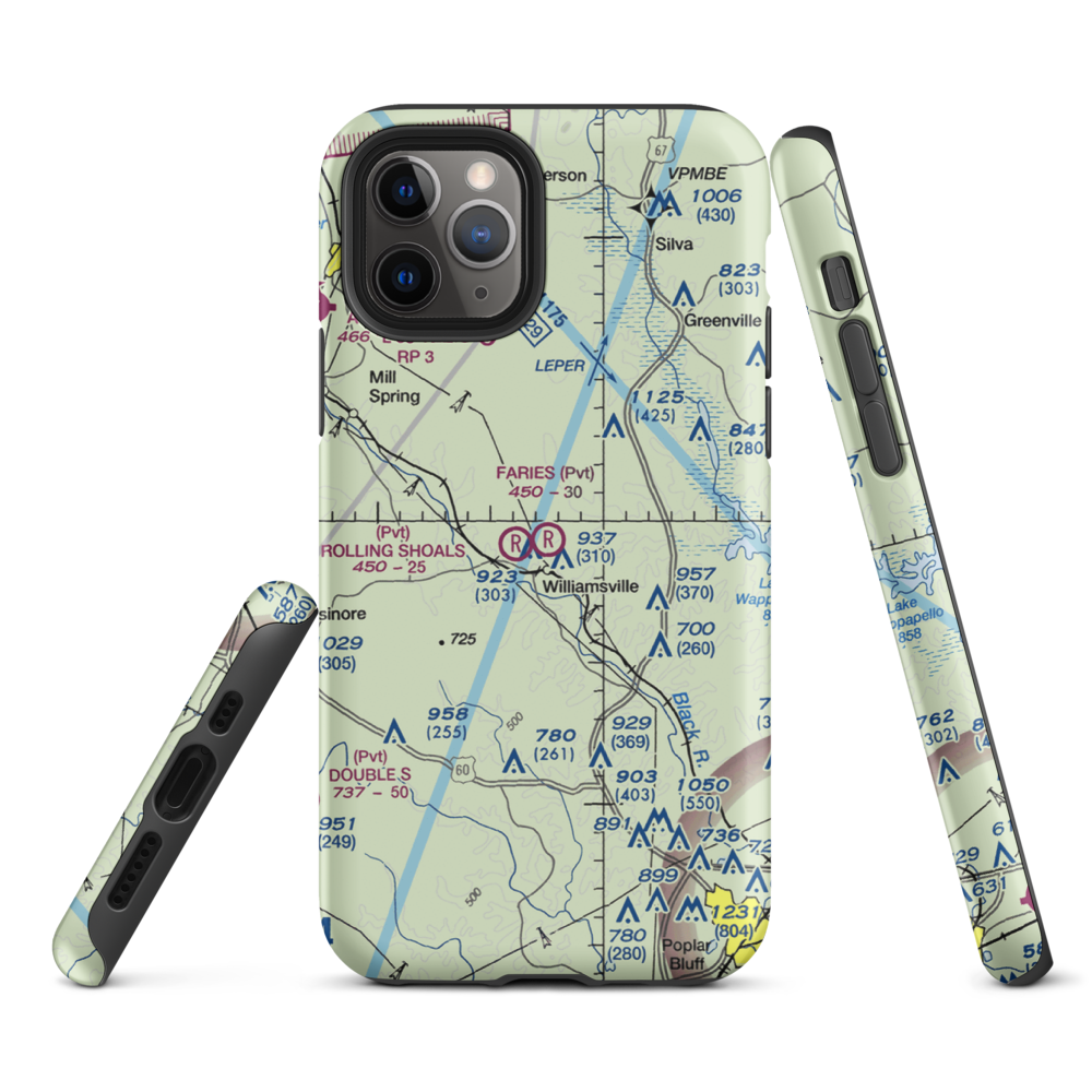 Faries Field (79MO) VFR Sectional  Tough iPhone Case iPhone 11 Pro model shown