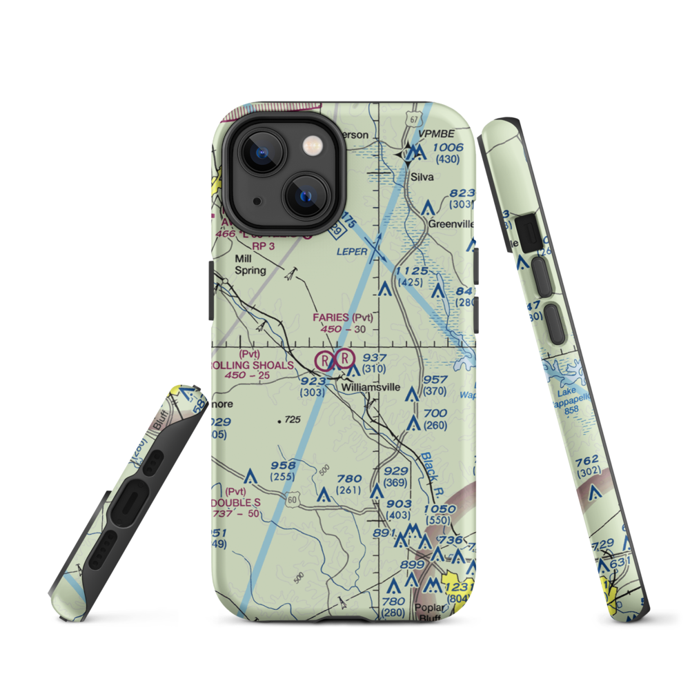 Faries Field (79MO) VFR Sectional  Tough iPhone Case iPhone 14 model shown