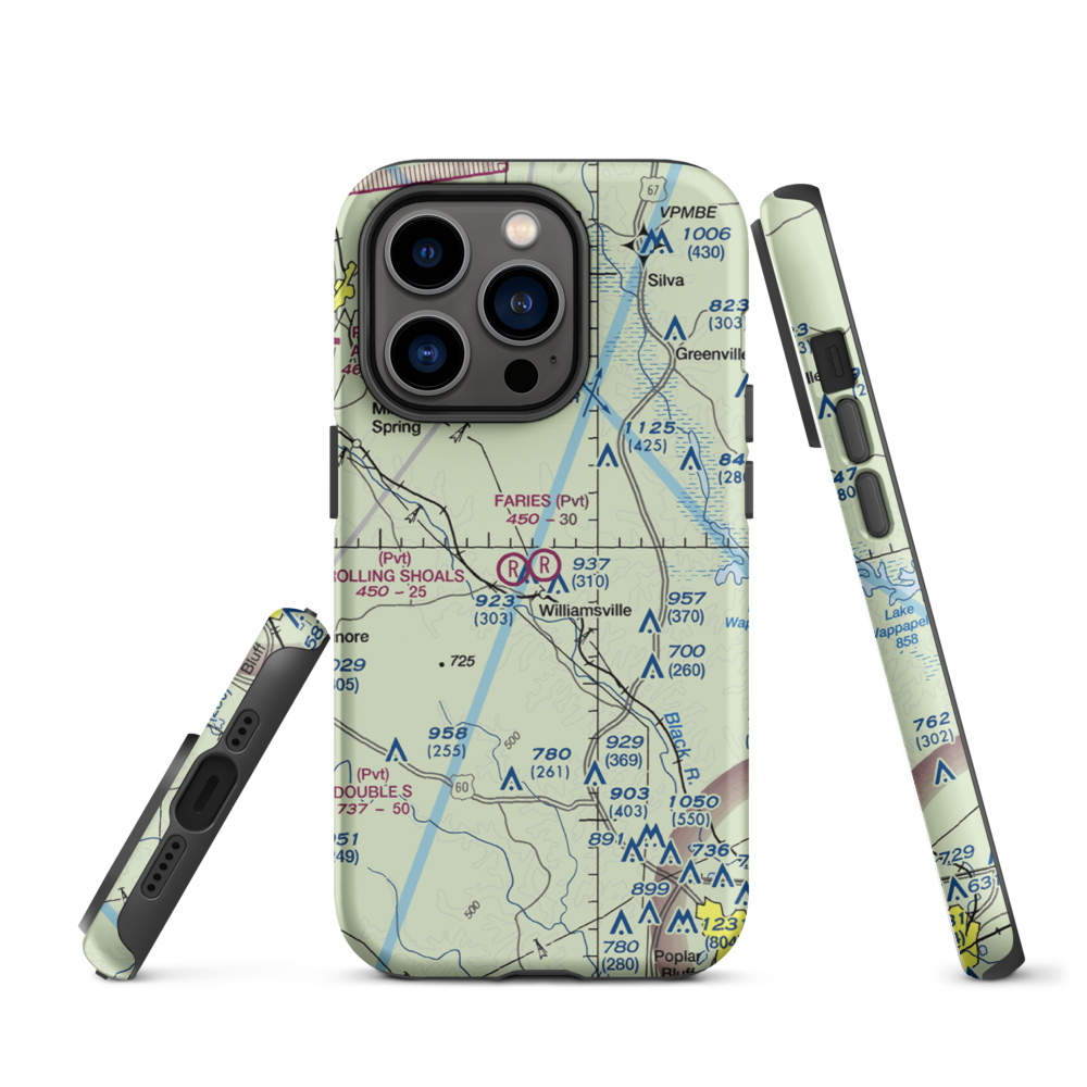 Faries Field (79MO) VFR Sectional  Tough iPhone Case iPhone 14 Pro model shown
