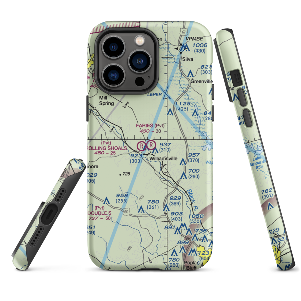 Faries Field (79MO) VFR Sectional  Tough iPhone Case iPhone 14 Pro Max model shown