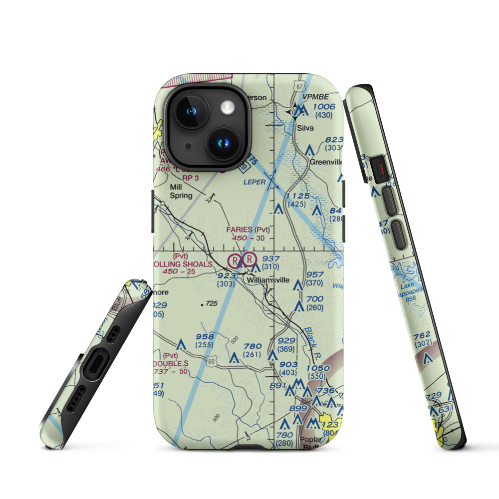 Faries Field (79MO) VFR Sectional  Tough iPhone Case iPhone 15 model shown