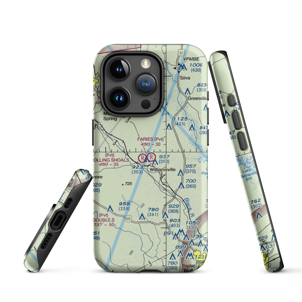 Faries Field (79MO) VFR Sectional  Tough iPhone Case iPhone 15 Pro model shown