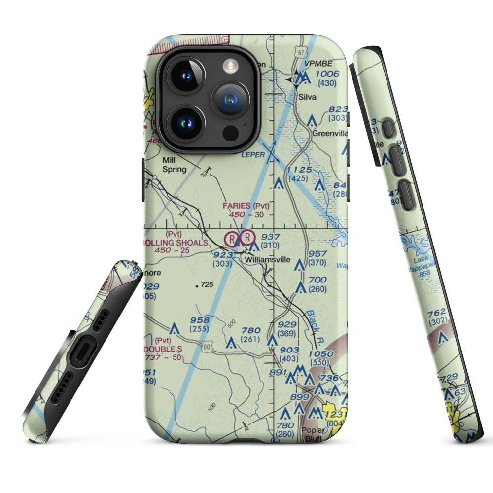 Faries Field (79MO) VFR Sectional  Tough iPhone Case iPhone 15 Pro Max model shown