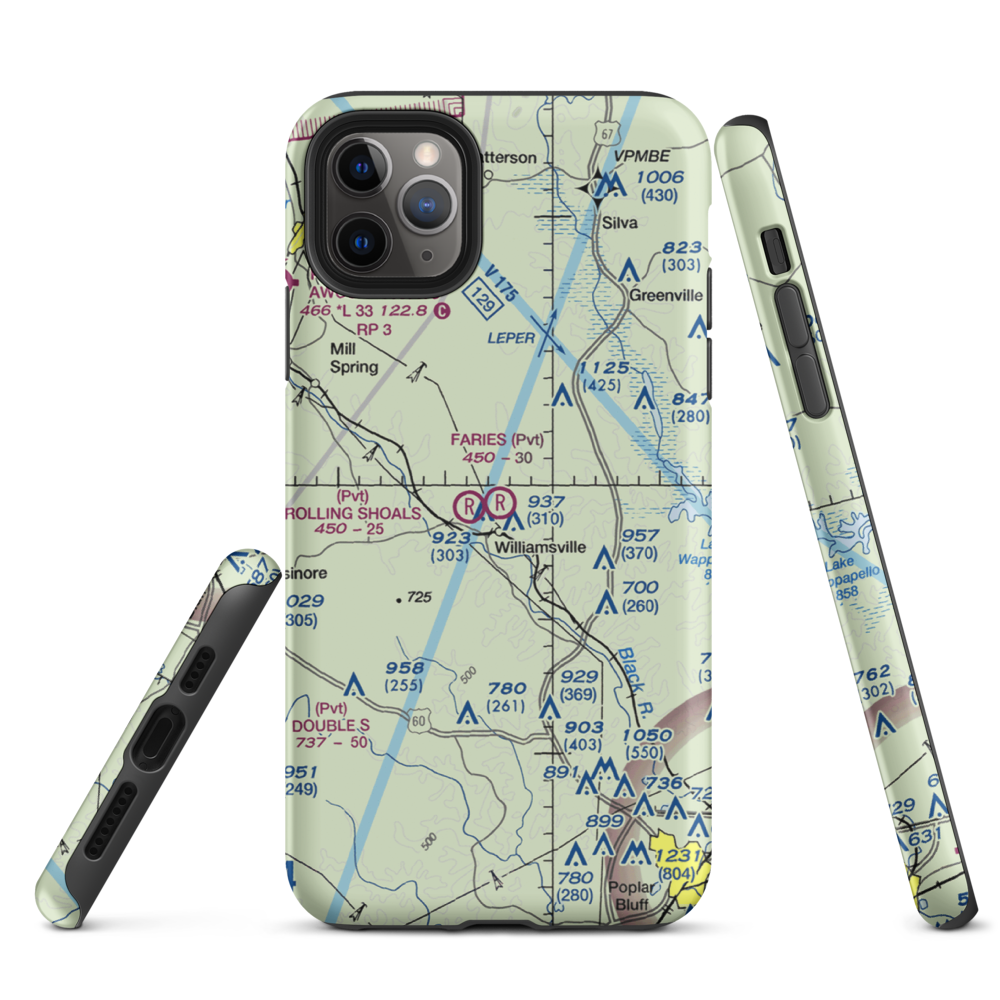 Faries Field (79MO) VFR Sectional  Tough iPhone Case iPhone 11 Pro Max model shown