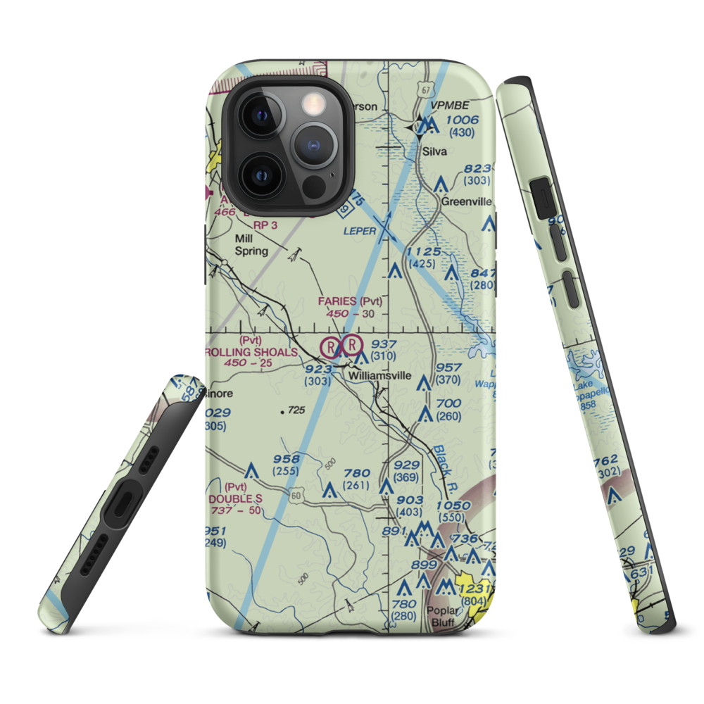 Faries Field (79MO) VFR Sectional  Tough iPhone Case iPhone 12 Pro Max model shown