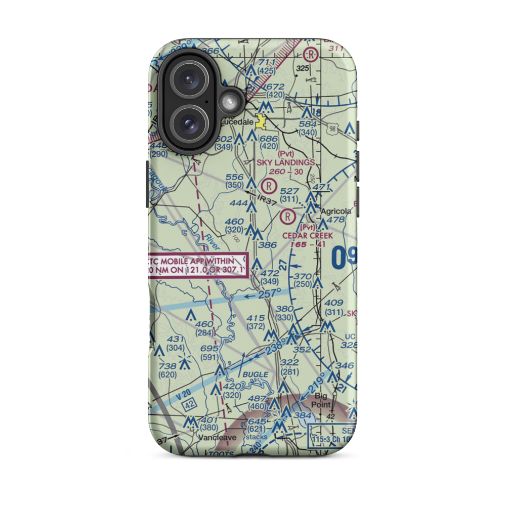 Farmco Field (MS98) VFR Sectional  Tough iPhone Case iPhone 16 Plus model shown