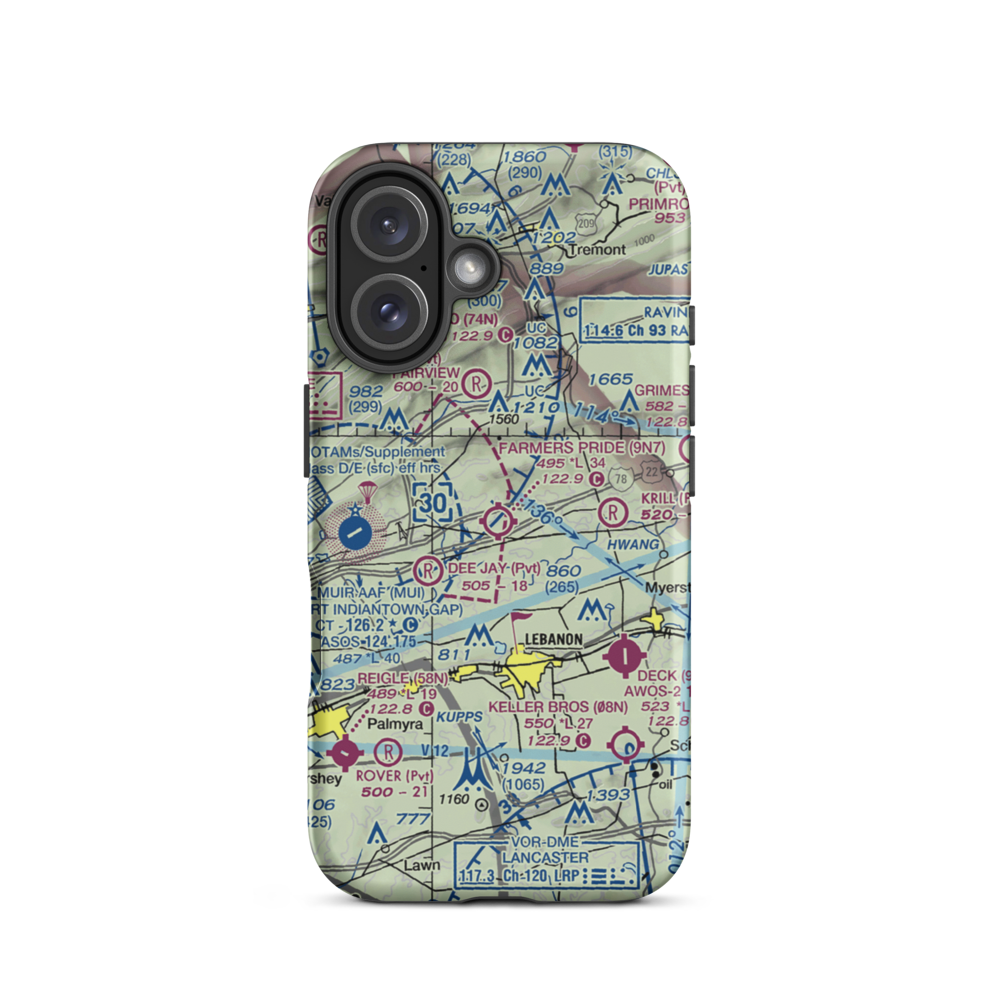 Farmers Pride Airport (9N7) VFR Sectional  Tough iPhone Case iPhone 16 model shown