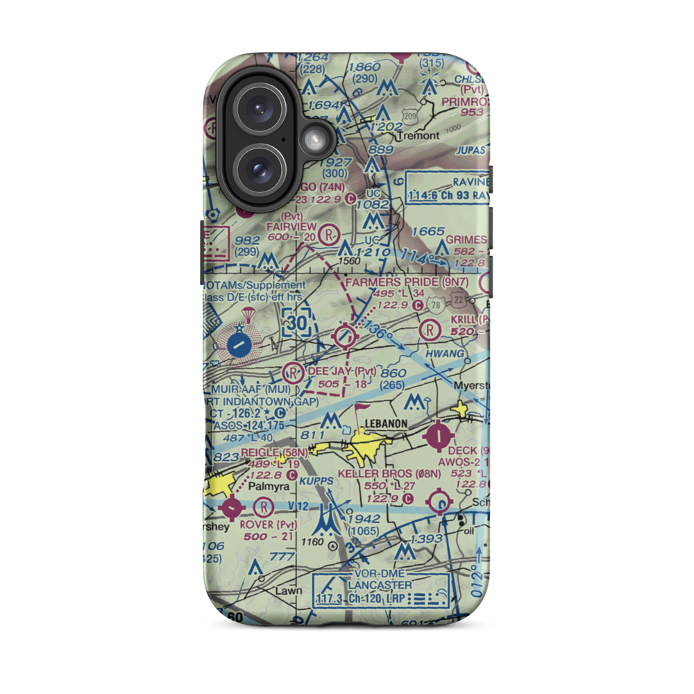 Farmers Pride Airport (9N7) VFR Sectional  Tough iPhone Case iPhone 16 Plus model shown