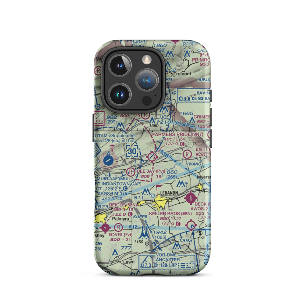 Farmers Pride Airport (9N7) VFR Sectional  Tough iPhone Case iPhone 16 Pro model shown