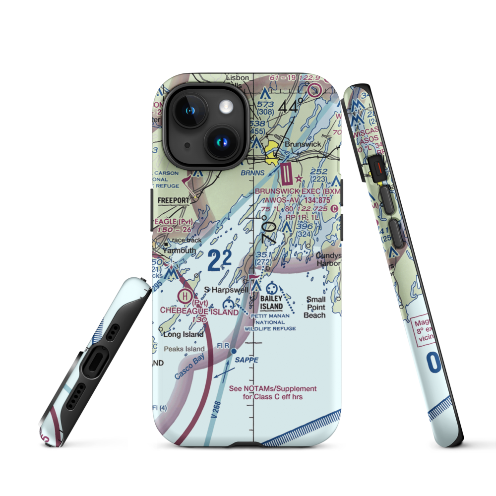 Farr Field (ME33) VFR Sectional  Tough iPhone Case iPhone 15 model shown