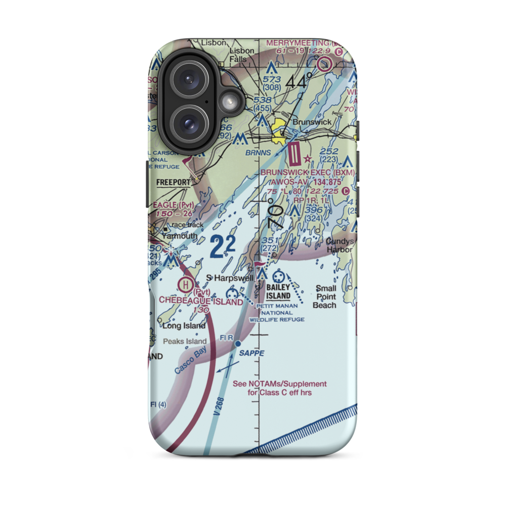Farr Field (ME33) VFR Sectional  Tough iPhone Case iPhone 16 Plus model shown