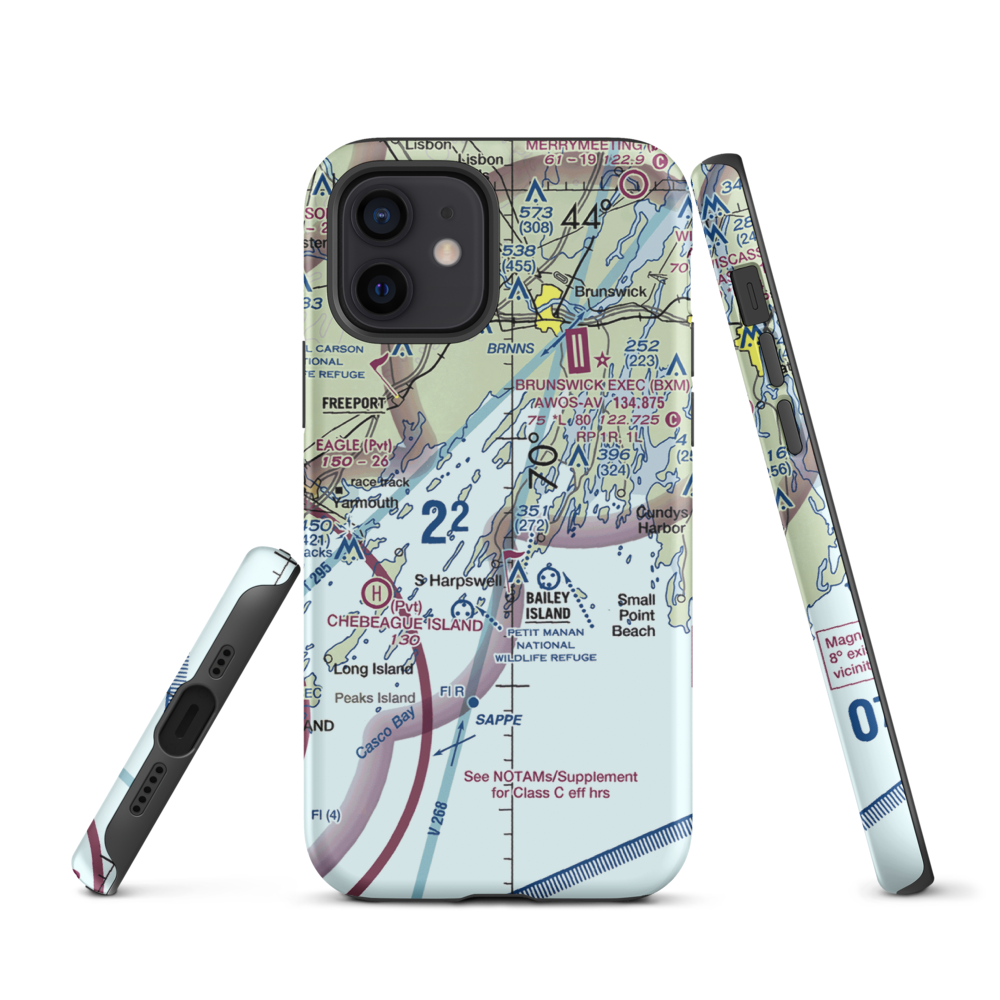 Farr Field (ME33) VFR Sectional  Tough iPhone Case iPhone 12 model shown