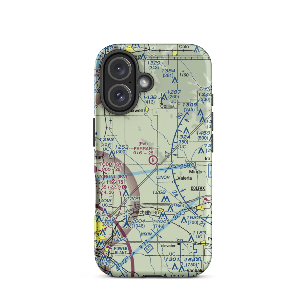 Farrar Airport (IA56) VFR Sectional  Tough iPhone Case iPhone 16 model shown