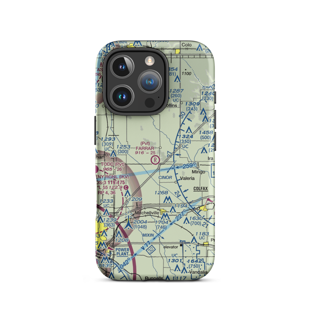 Farrar Airport (IA56) VFR Sectional  Tough iPhone Case iPhone 16 Pro model shown
