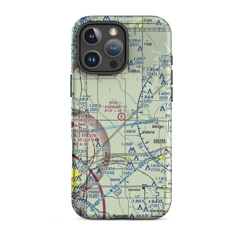 Farrar Airport (IA56) VFR Sectional  Tough iPhone Case iPhone 16 Pro Max model shown