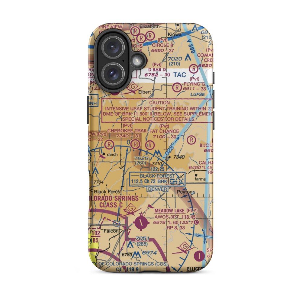 Fat Chance Airport (36CO) VFR Sectional  Tough iPhone Case iPhone 16 Plus model shown