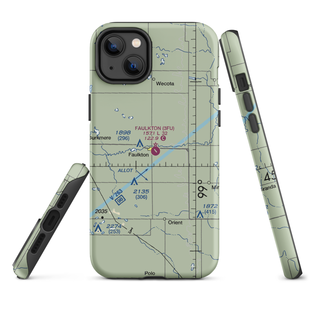 Faulkton Municipal Airport (3FU) VFR Sectional  Tough iPhone Case iPhone 14 Plus model shown