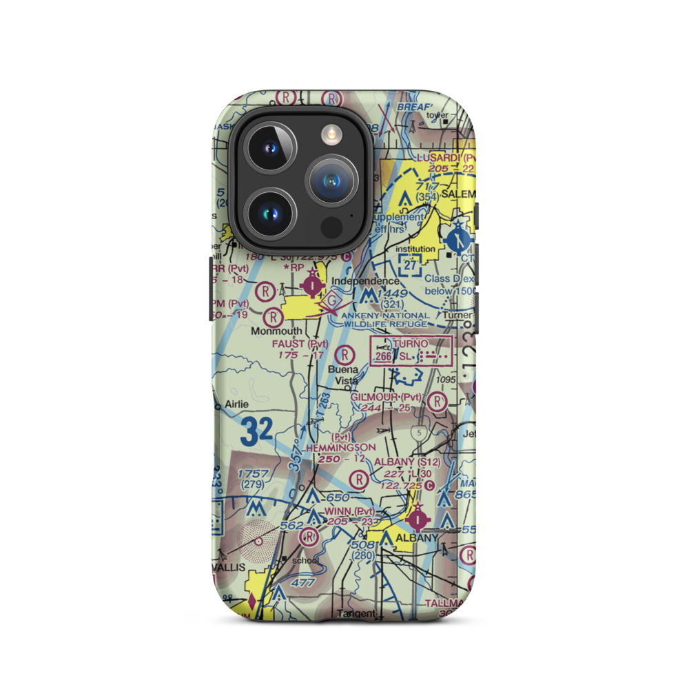 Faust Field Airport (OR77) VFR Sectional  Tough iPhone Case iPhone 16 Pro model shown