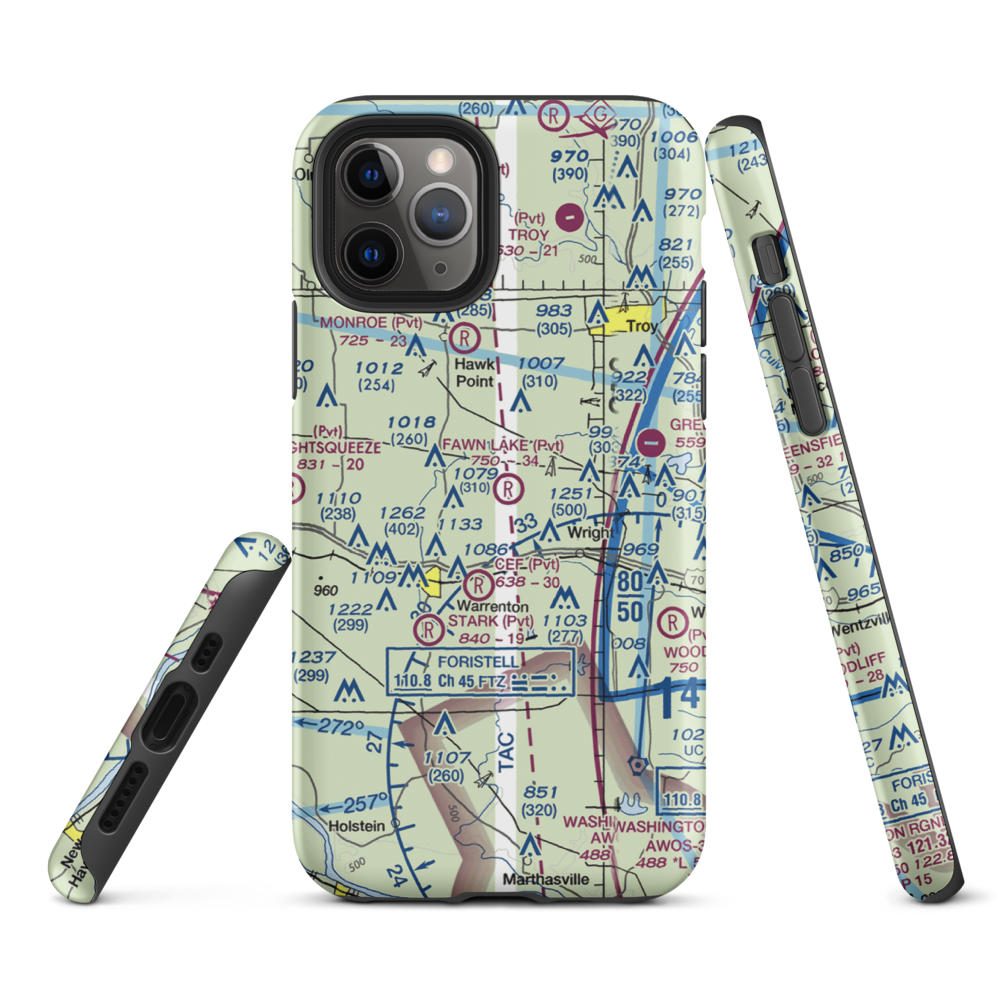 Fawn Lake Airport (2MO7) VFR Sectional  Tough iPhone Case iPhone 11 Pro model shown
