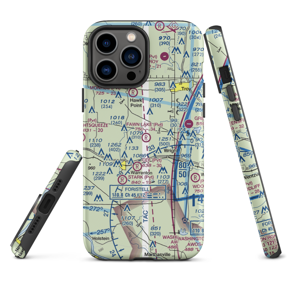 Fawn Lake Airport (2MO7) VFR Sectional  Tough iPhone Case iPhone 13 Pro Max model shown