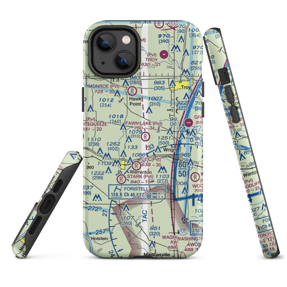 Fawn Lake Airport (2MO7) VFR Sectional  Tough iPhone Case iPhone 14 Plus model shown