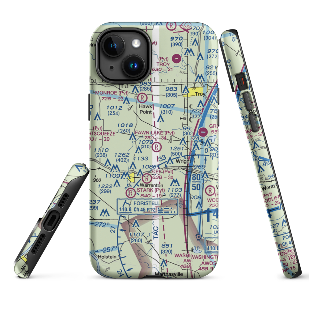 Fawn Lake Airport (2MO7) VFR Sectional  Tough iPhone Case iPhone 15 Plus model shown
