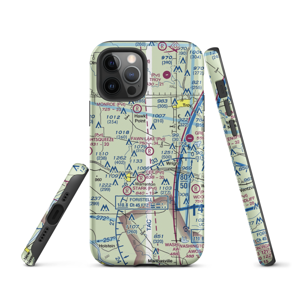 Fawn Lake Airport (2MO7) VFR Sectional  Tough iPhone Case iPhone 12 Pro model shown