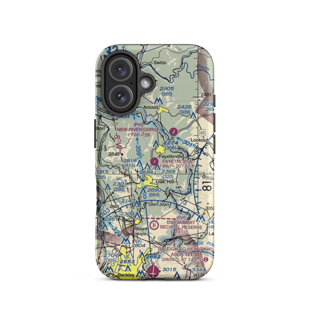 Fayette Airport (WV59) VFR Sectional  Tough iPhone Case iPhone 16 model shown