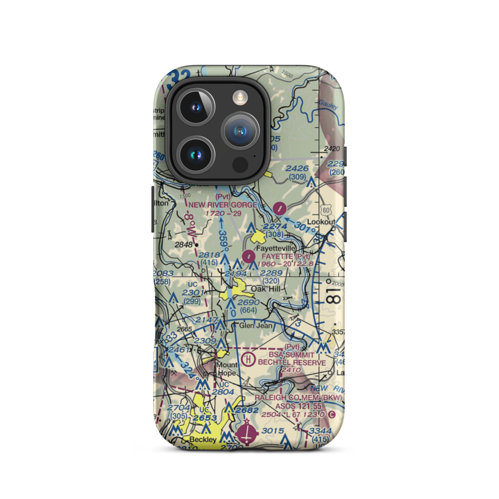 Fayette Airport (WV59) VFR Sectional  Tough iPhone Case iPhone 16 Pro model shown