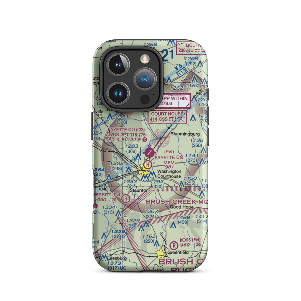 Fayette County Airport (I23) VFR Sectional  Tough iPhone Case iPhone 16 Pro model shown