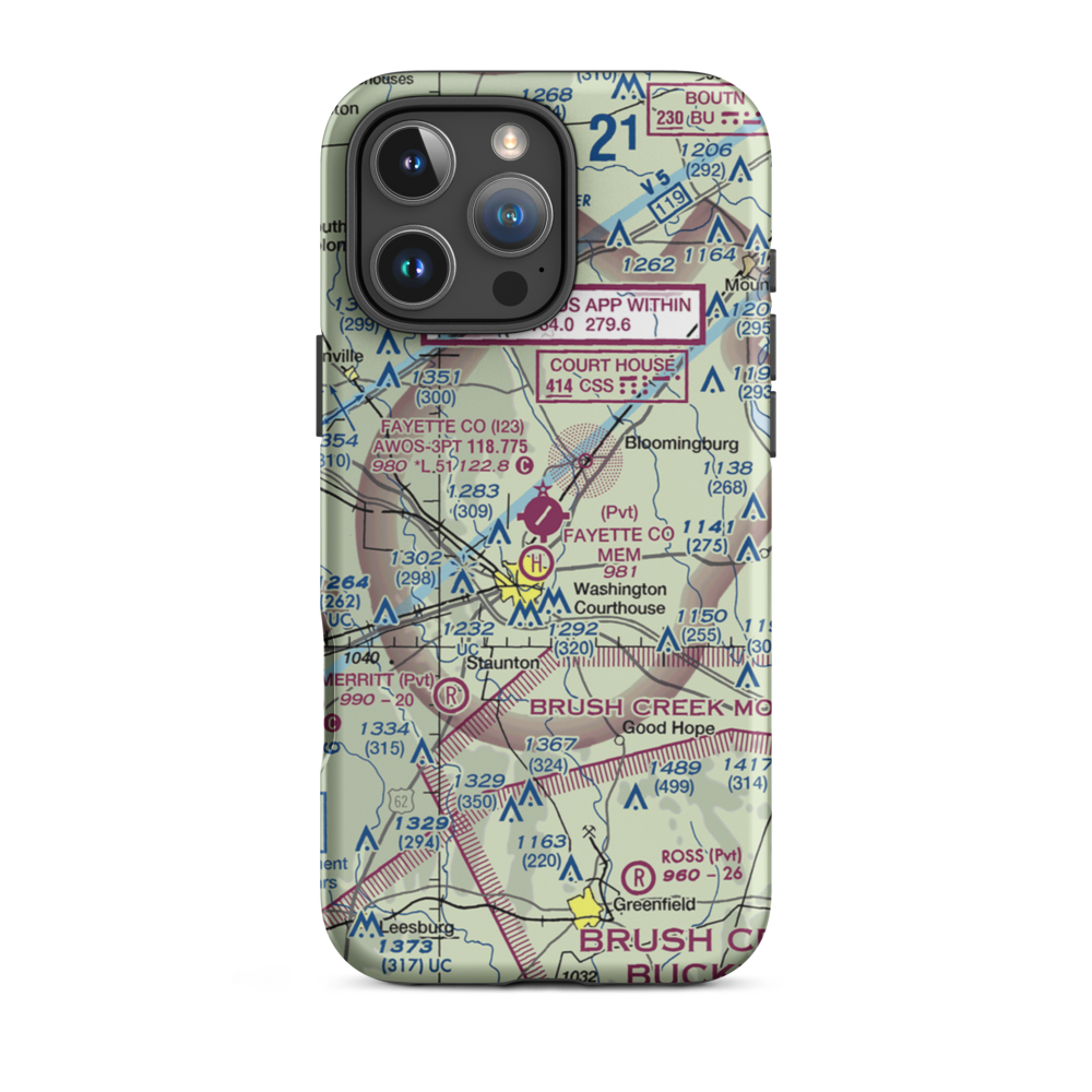 Fayette County Airport (I23) VFR Sectional  Tough iPhone Case iPhone 16 Pro Max model shown