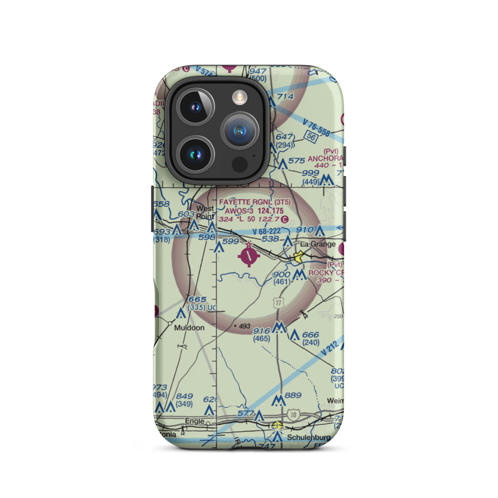 Fayette Regional Air Center Airport (3T5) VFR Sectional  Tough iPhone Case iPhone 16 Pro model shown