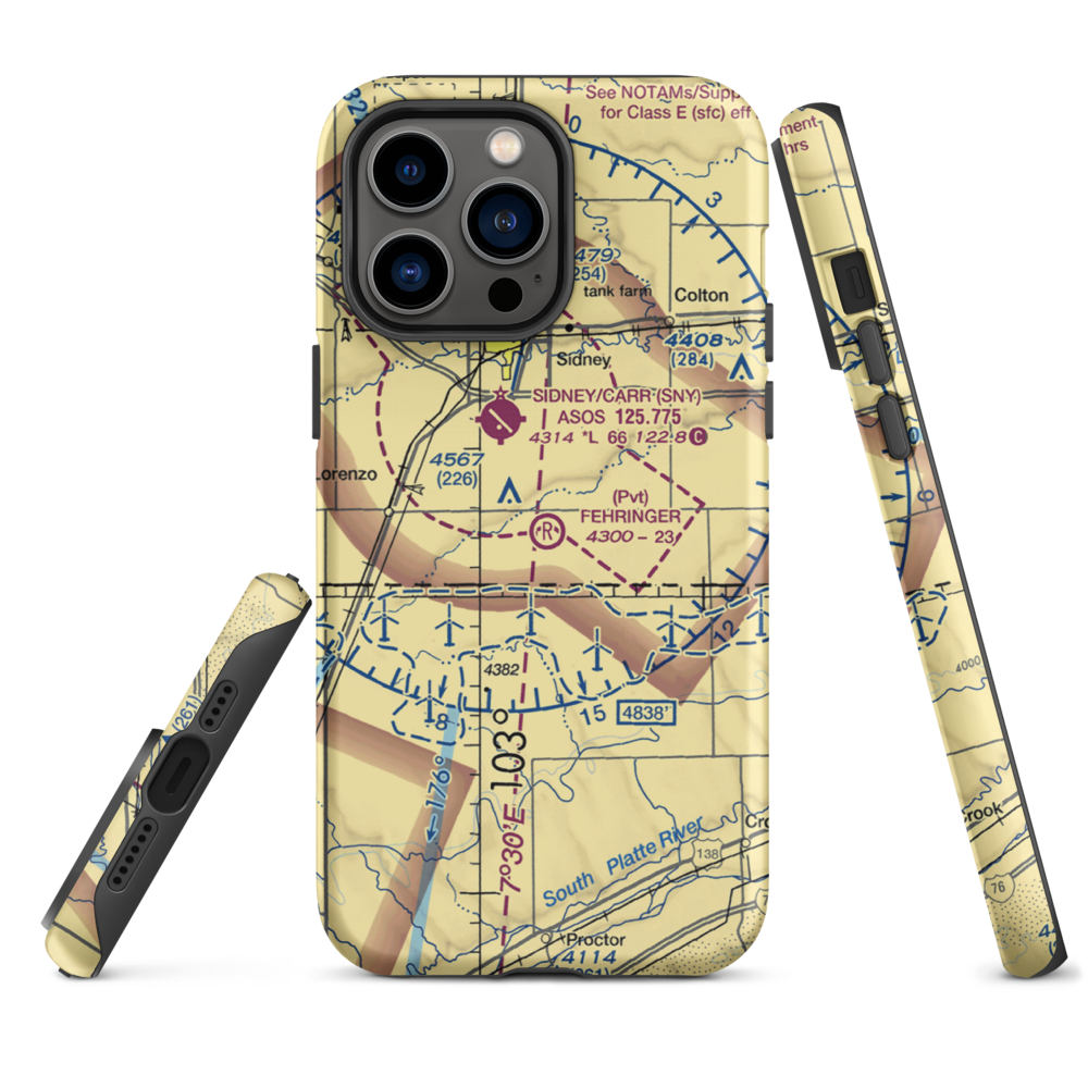 Fehringer Aerodrome (NE34) VFR Sectional  Tough iPhone Case iPhone 14 Pro Max model shown