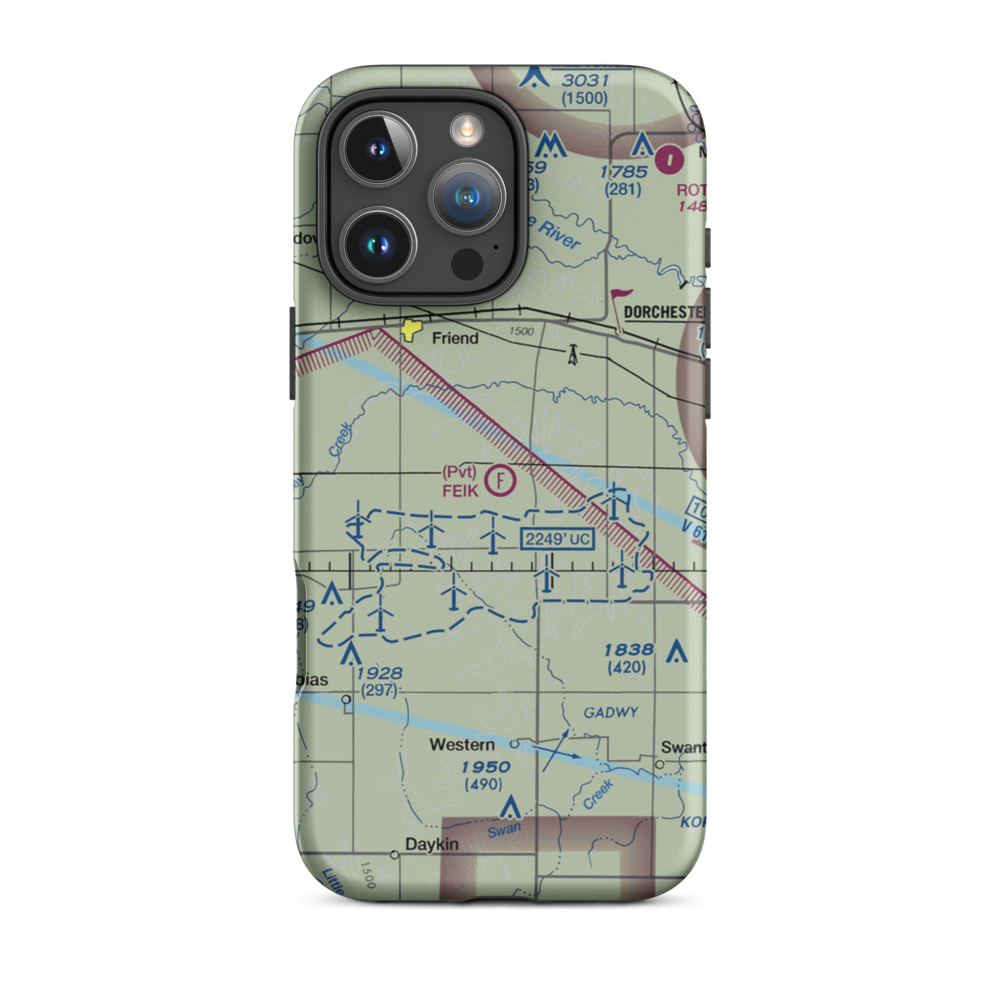 Feik Field Ultralight Flightpark (NE94) VFR Sectional  Tough iPhone Case iPhone 16 Pro Max model shown