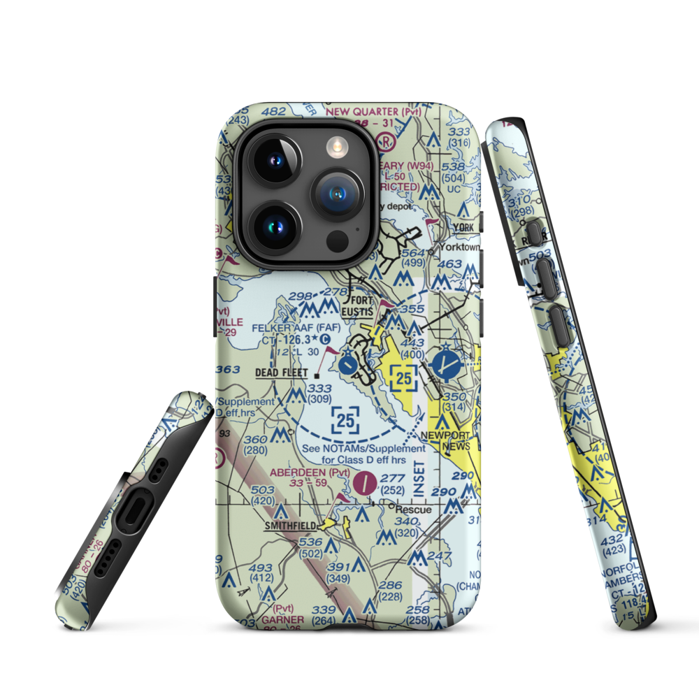 Felker Army Air Field (FAF) VFR Sectional  Tough iPhone Case iPhone 15 Pro model shown