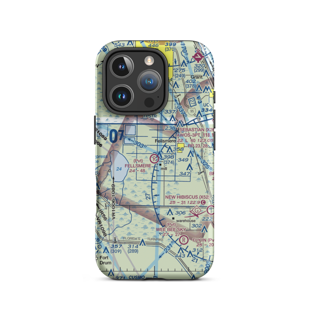 Fellsmere Airport (4FL3) VFR Sectional  Tough iPhone Case iPhone 16 Pro model shown