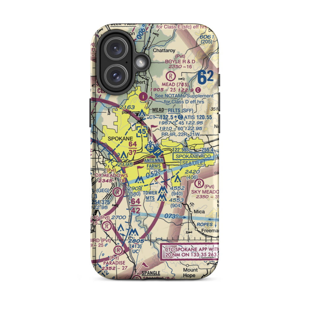 Felts Field (SFF) VFR Sectional  Tough iPhone Case iPhone 16 Plus model shown