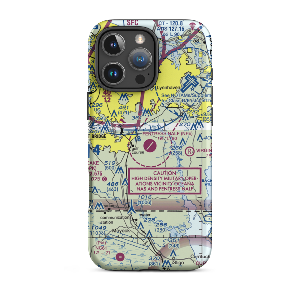 Fentress Naval Auxiliary Landing Field (NFE) VFR Sectional  Tough iPhone Case iPhone 16 Pro Max model shown