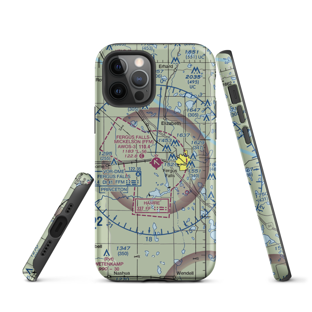 Fergus Falls Municipal Airport - Einar Mickelson Field (FFM) VFR Sectional  Tough iPhone Case iPhone 12 Pro model shown