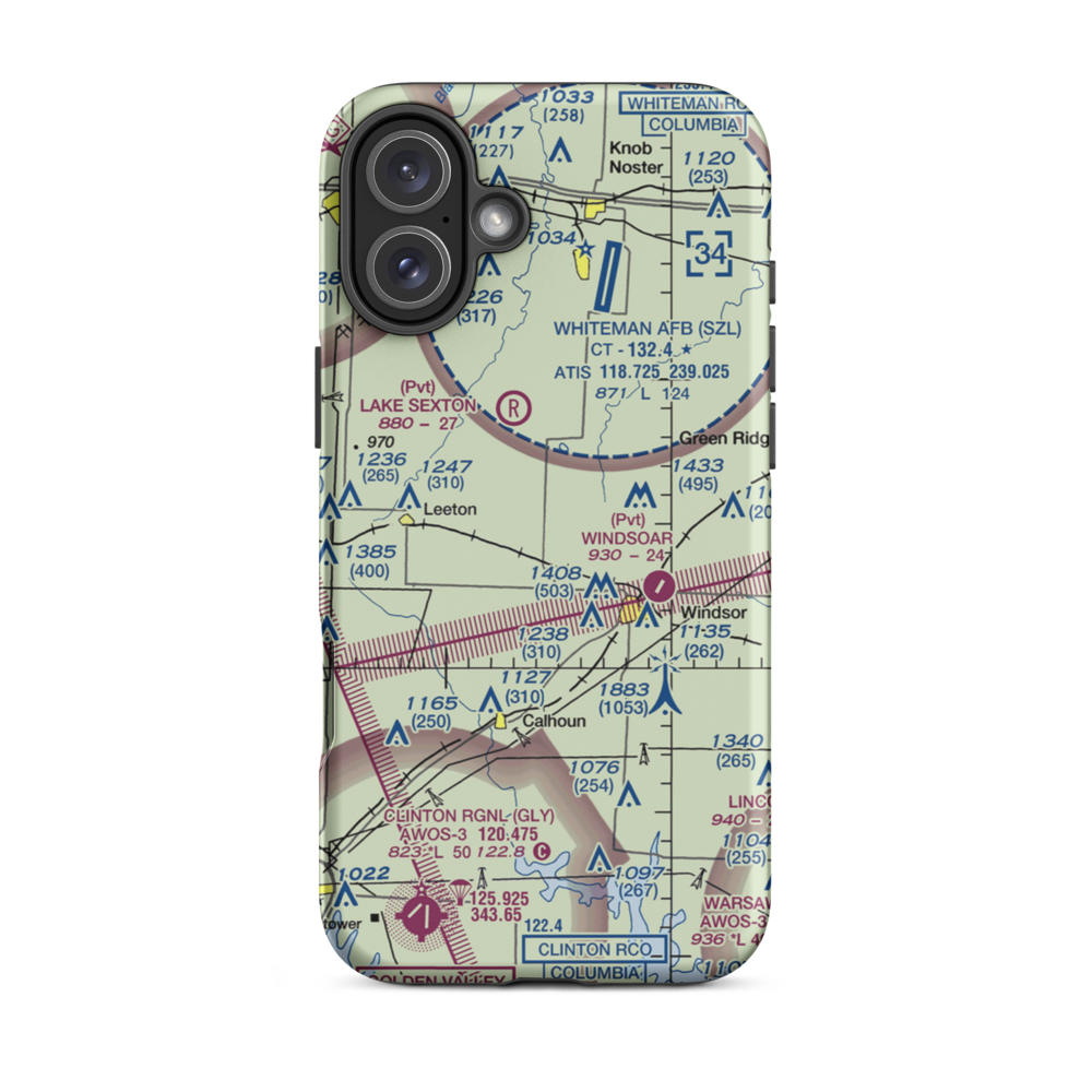 Ferguson Farms Airport (12MO) VFR Sectional  Tough iPhone Case iPhone 16 Plus model shown
