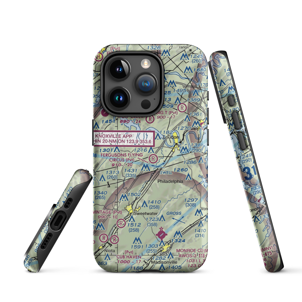 Fergusons Flying Circus Airport (TN09) VFR Sectional  Tough iPhone Case iPhone 15 Pro model shown