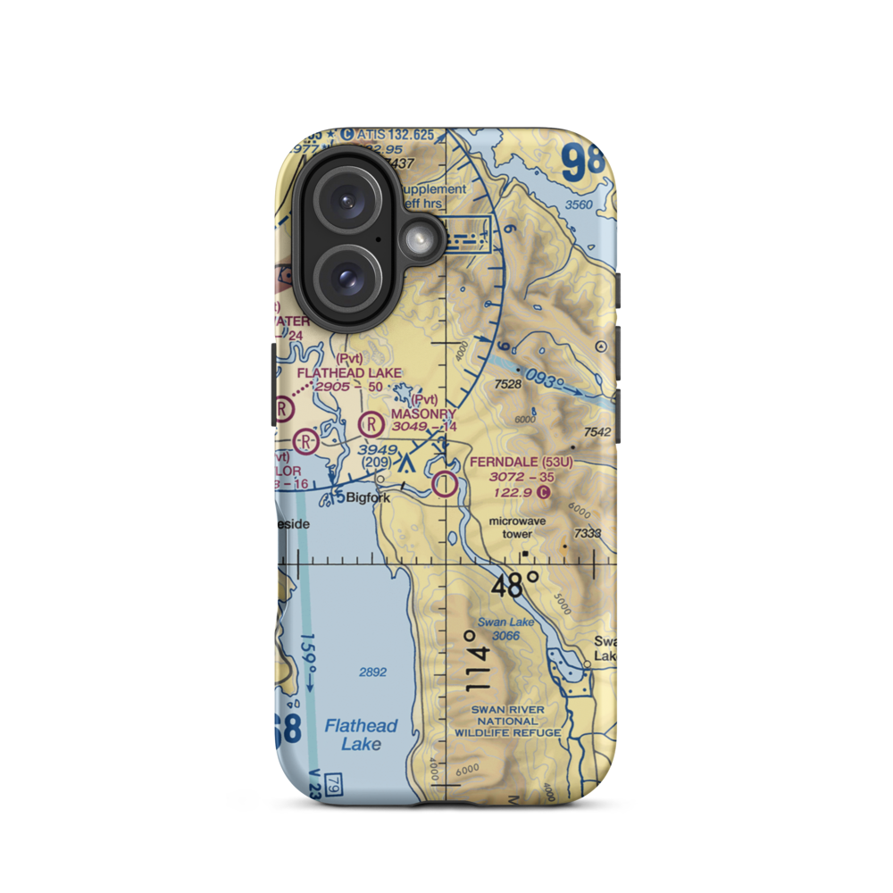 Ferndale Airfield (53U) VFR Sectional  Tough iPhone Case iPhone 16 model shown