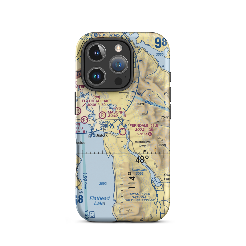 Ferndale Airfield (53U) VFR Sectional  Tough iPhone Case iPhone 16 Pro model shown